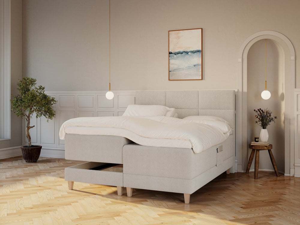 Aura Nordlys 180x200 Bouclé cream Nordic Dream tilbyr senger med skandinavisk design og materialer av høy kvalitet. Opplev perfekt komfort for en god natts søvn. Bestill din i dag!