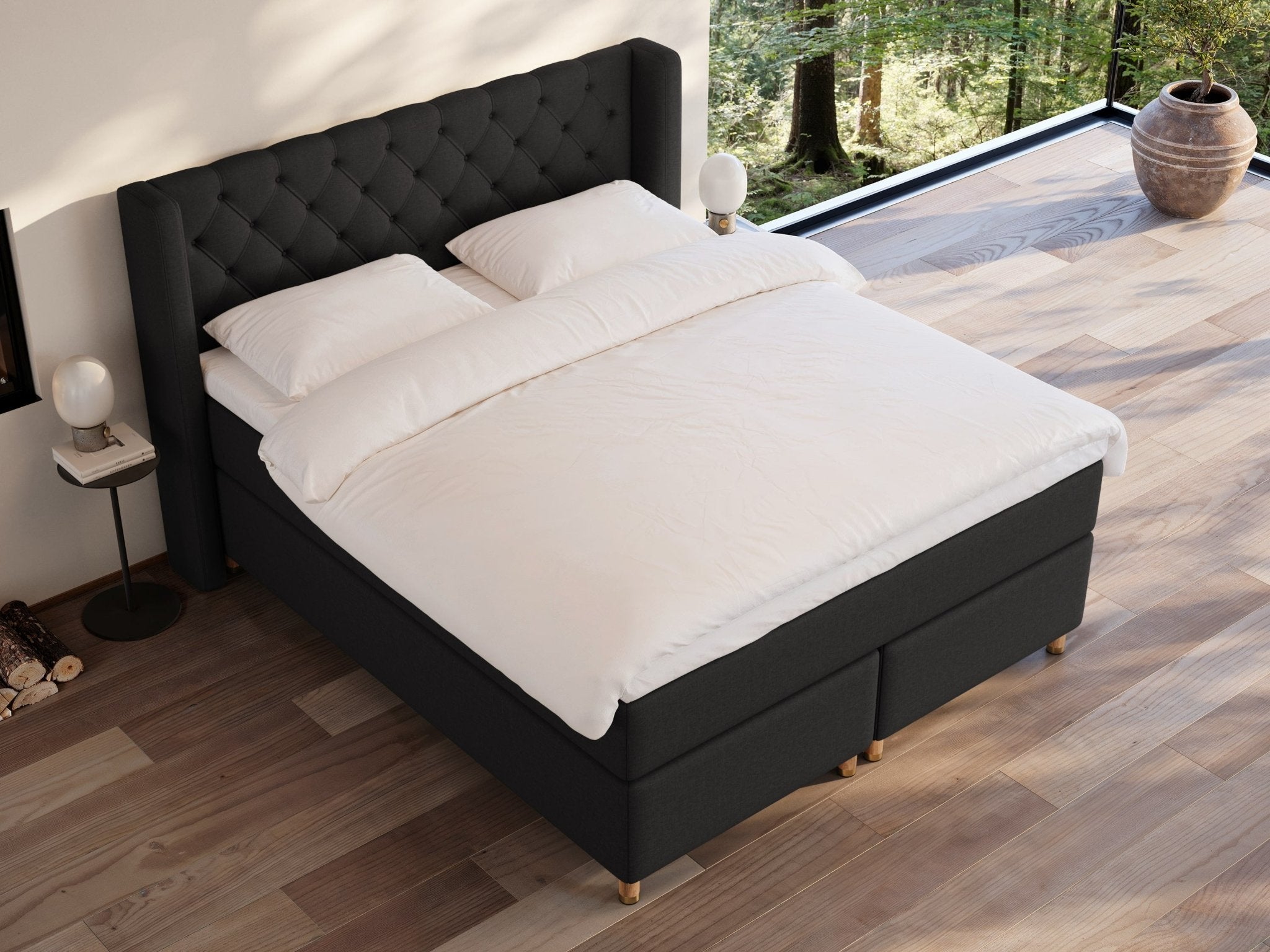 Eira Fjord 160x200 Antrasitt Nordic Dream tilbyr senger med skandinavisk design og materialer av høy kvalitet. Opplev perfekt komfort for en god natts søvn. Bestill din i dag!