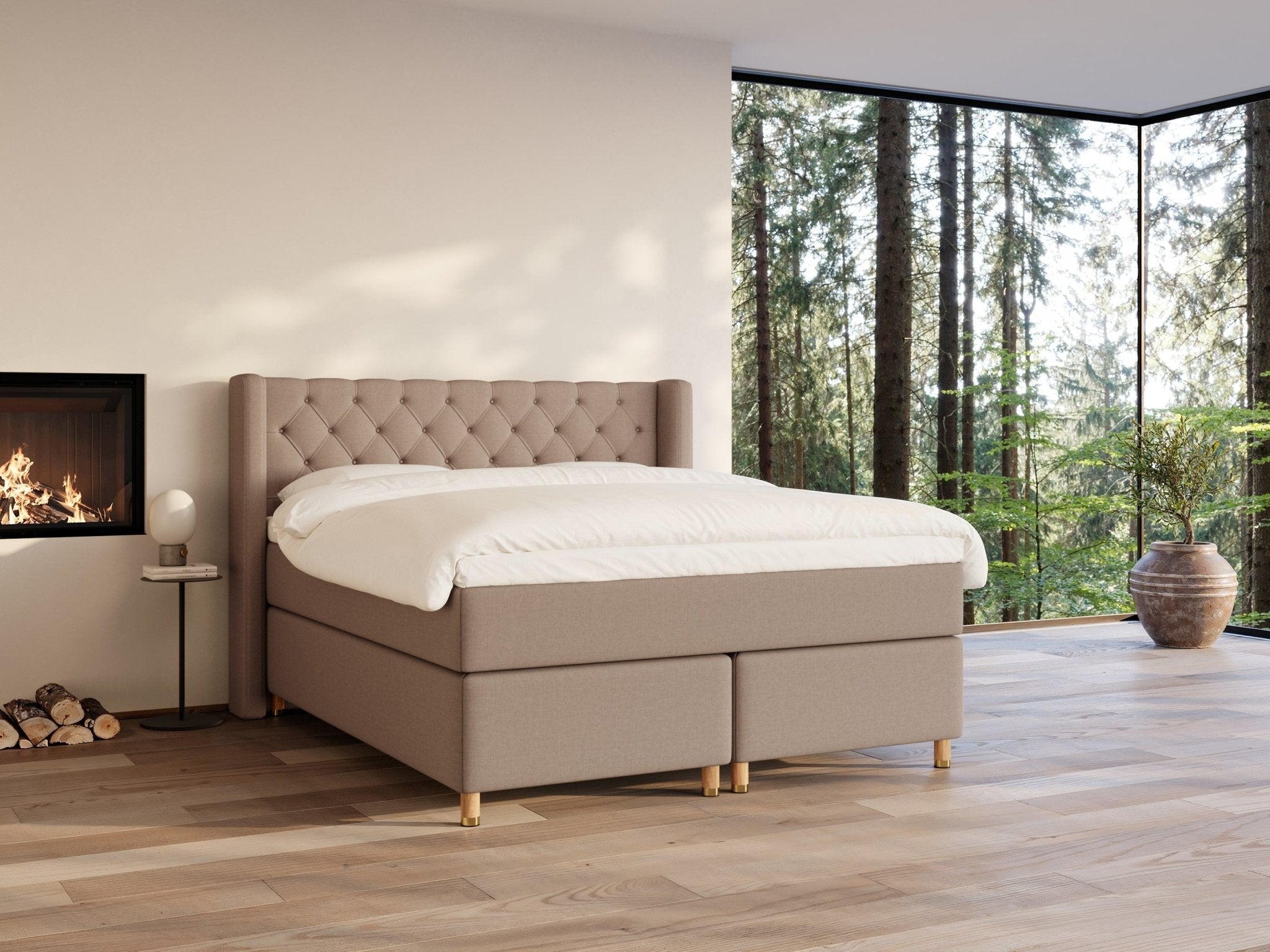 Eira Fjord 160x200 Brun Nordic Dream tilbyr senger med skandinavisk design og materialer av høy kvalitet. Opplev perfekt komfort for en god natts søvn. Bestill din i dag!
