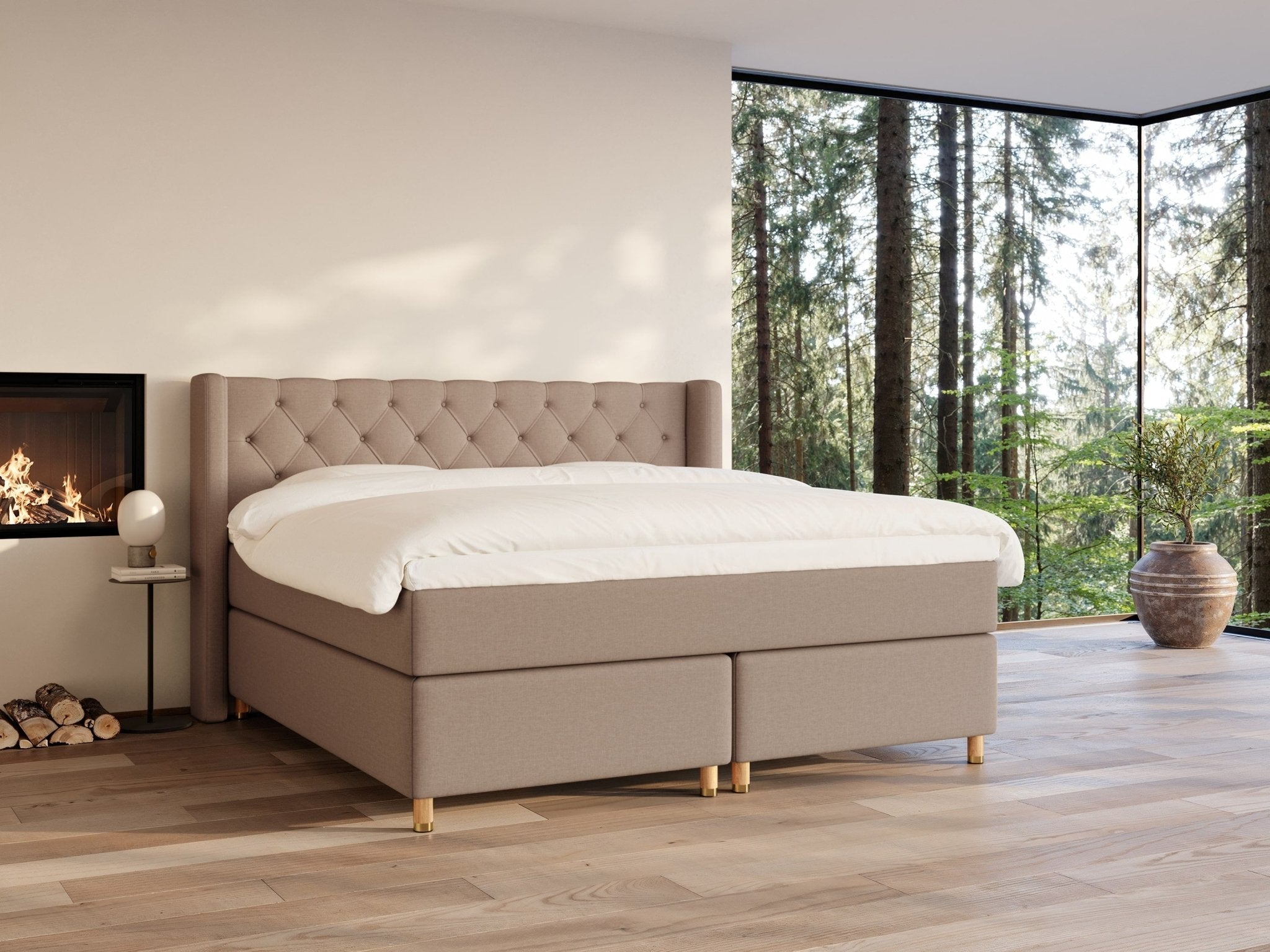 Eira Fjord 180x210 Brun Nordic Dream tilbyr senger med skandinavisk design og materialer av høy kvalitet. Opplev perfekt komfort for en god natts søvn. Bestill din i dag!