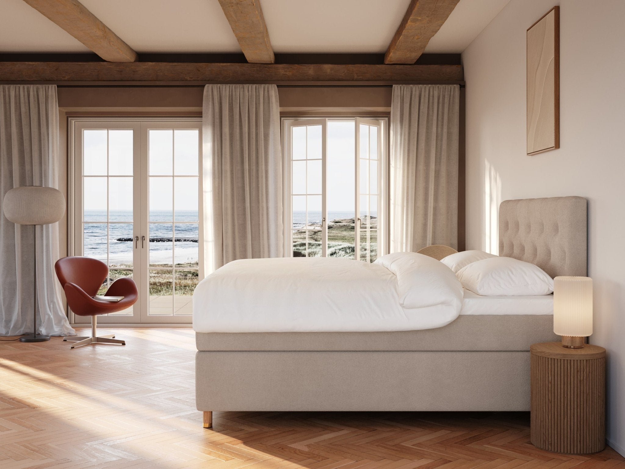 Nora Fjäll 160x200 Bouclé latte Nordic Dream tilbyr senger med skandinavisk design og materialer av høy kvalitet. Opplev perfekt komfort for en god natts søvn. Bestill din i dag!