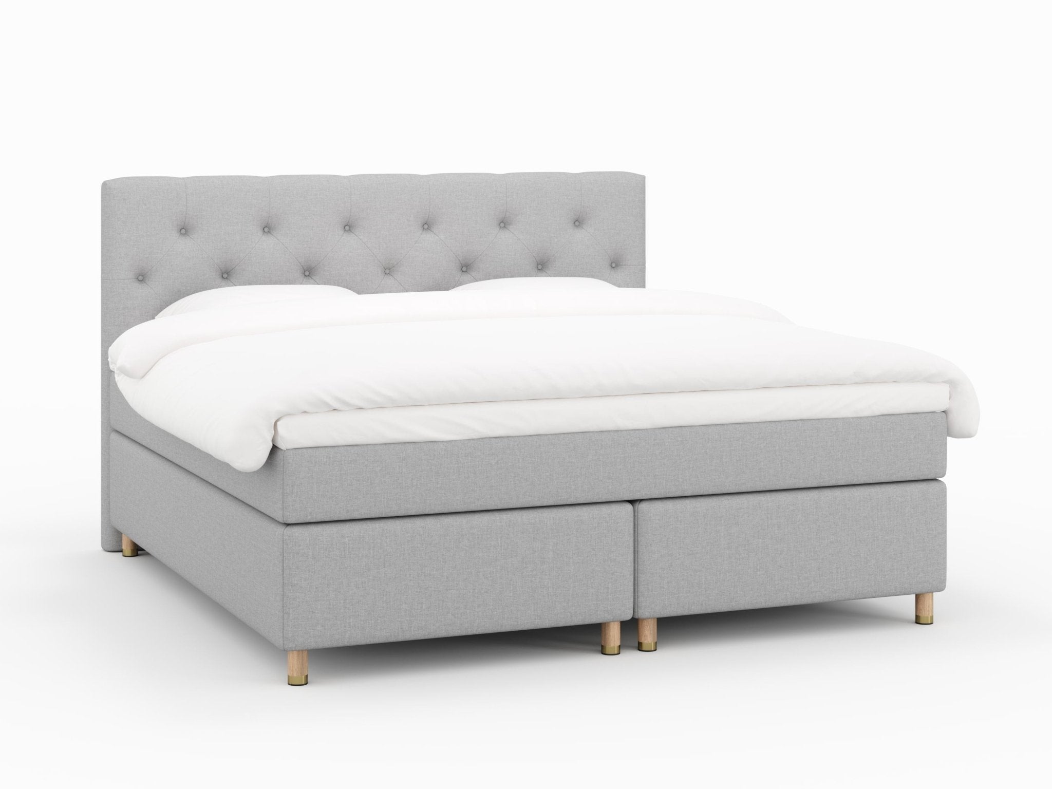 Nora Fjäll 200x200 Lysegrå Nordic Dream tilbyr senger med skandinavisk design og materialer av høy kvalitet. Opplev perfekt komfort for en god natts søvn. Bestill din i dag!