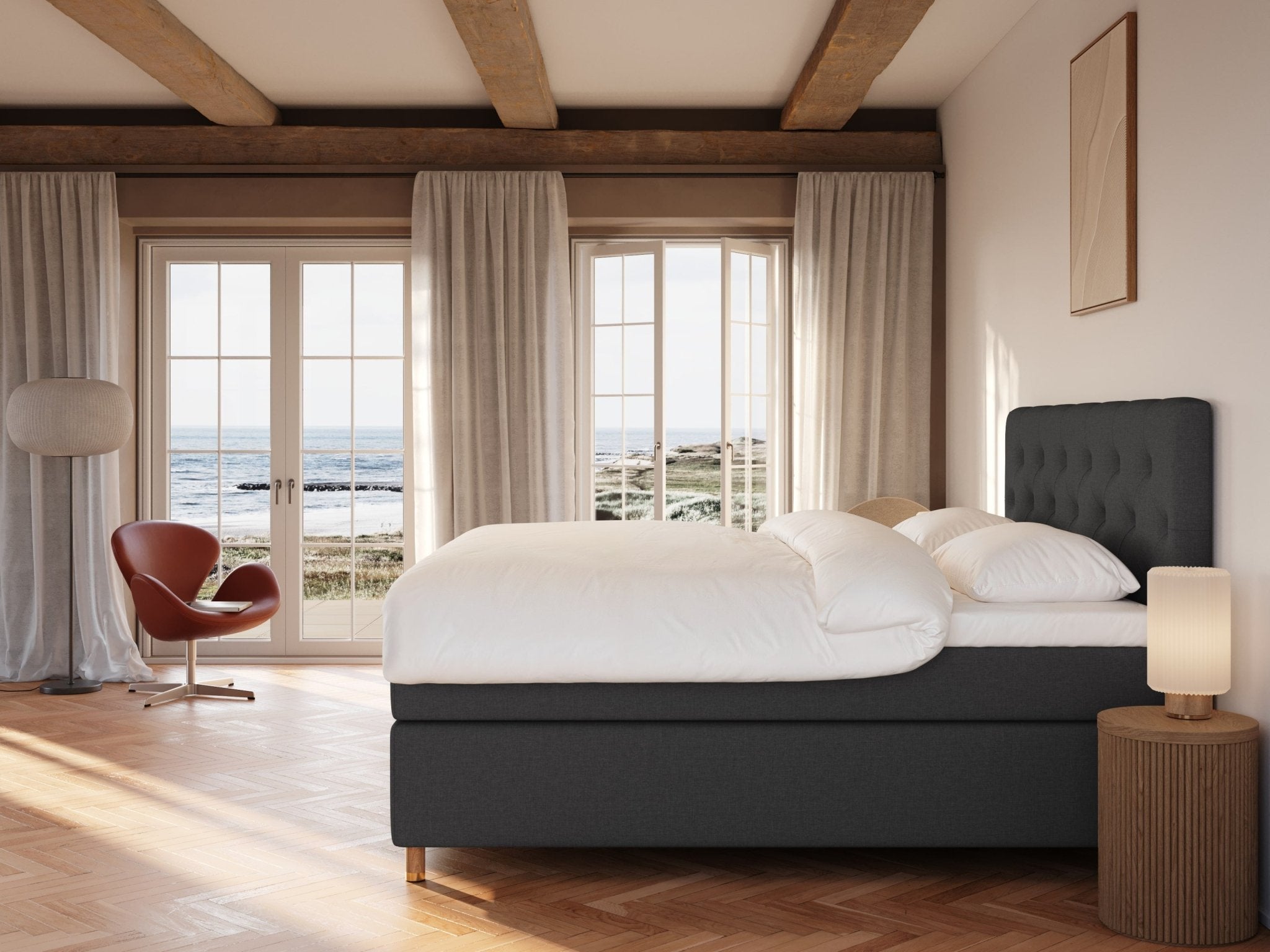 Nora Fjäll 210x210 Antrasitt Nordic Dream tilbyr senger med skandinavisk design og materialer av høy kvalitet. Opplev perfekt komfort for en god natts søvn. Bestill din i dag!
