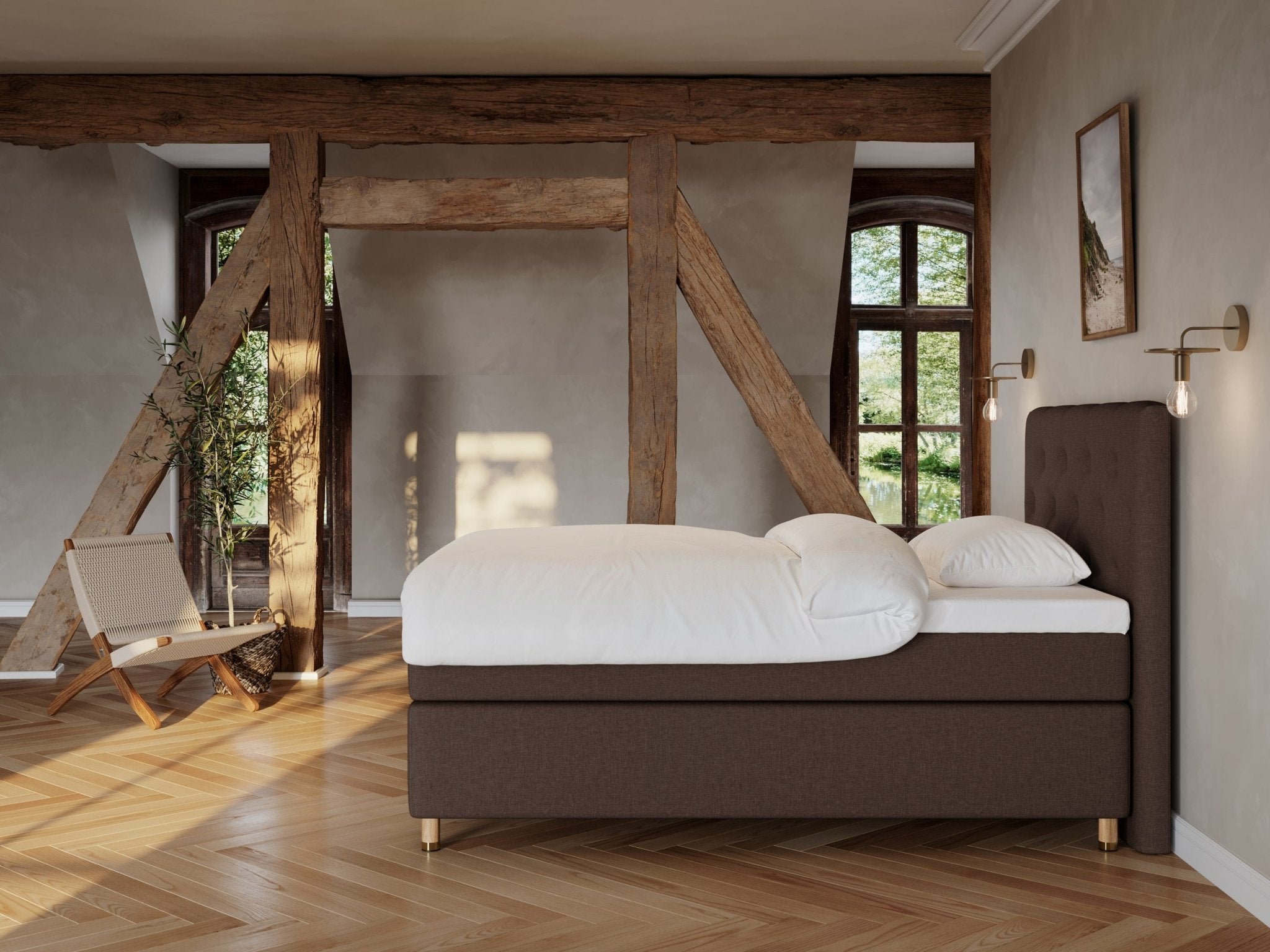 Nora Fjord 140x200 Mørk brun Nordic Dream tilbyr senger med skandinavisk design og materialer av høy kvalitet. Opplev perfekt komfort for en god natts søvn. Bestill din i dag!