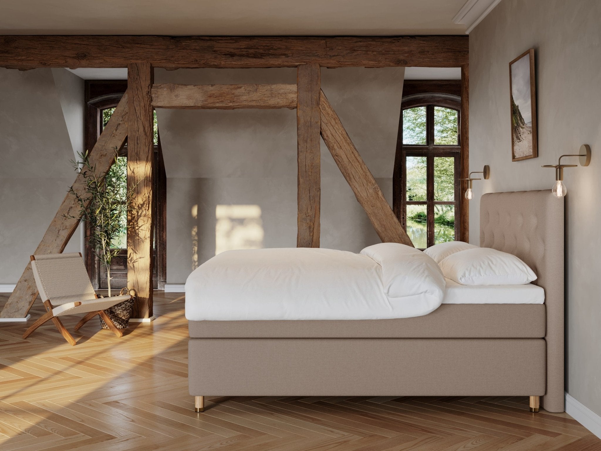 Nora Fjord 180x210 Brun Nordic Dream tilbyr senger med skandinavisk design og materialer av høy kvalitet. Opplev perfekt komfort for en god natts søvn. Bestill din i dag!