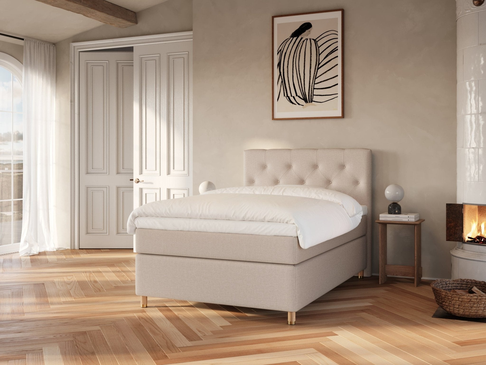 Nora Nordlys 140x200 Sand Nordic Dream tilbyr senger med skandinavisk design og materialer av høy kvalitet. Opplev perfekt komfort for en god natts søvn. Bestill din i dag!