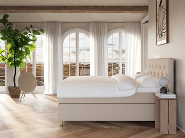 Nora Nordlys 160x200 Sand Nordic Dream tilbyr senger med skandinavisk design og materialer av høy kvalitet. Opplev perfekt komfort for en god natts søvn. Bestill din i dag!