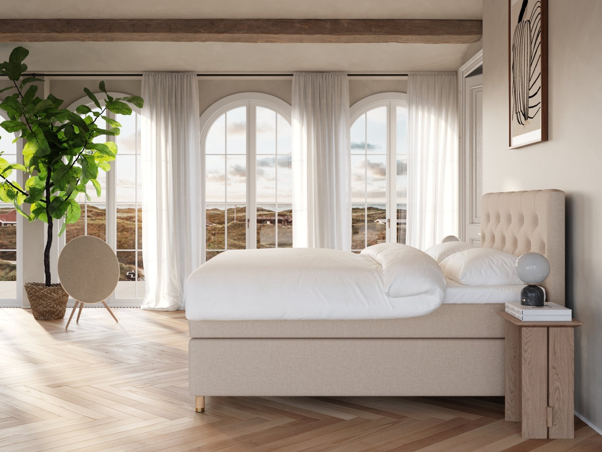 Nora Nordlys 180x200 Sand Nordic Dream tilbyr senger med skandinavisk design og materialer av høy kvalitet. Opplev perfekt komfort for en god natts søvn. Bestill din i dag!