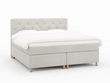 Nora Nordlys 210x210 Bouclé cream Nordic Dream tilbyr senger med skandinavisk design og materialer av høy kvalitet. Opplev perfekt komfort for en god natts søvn. Bestill din i dag!