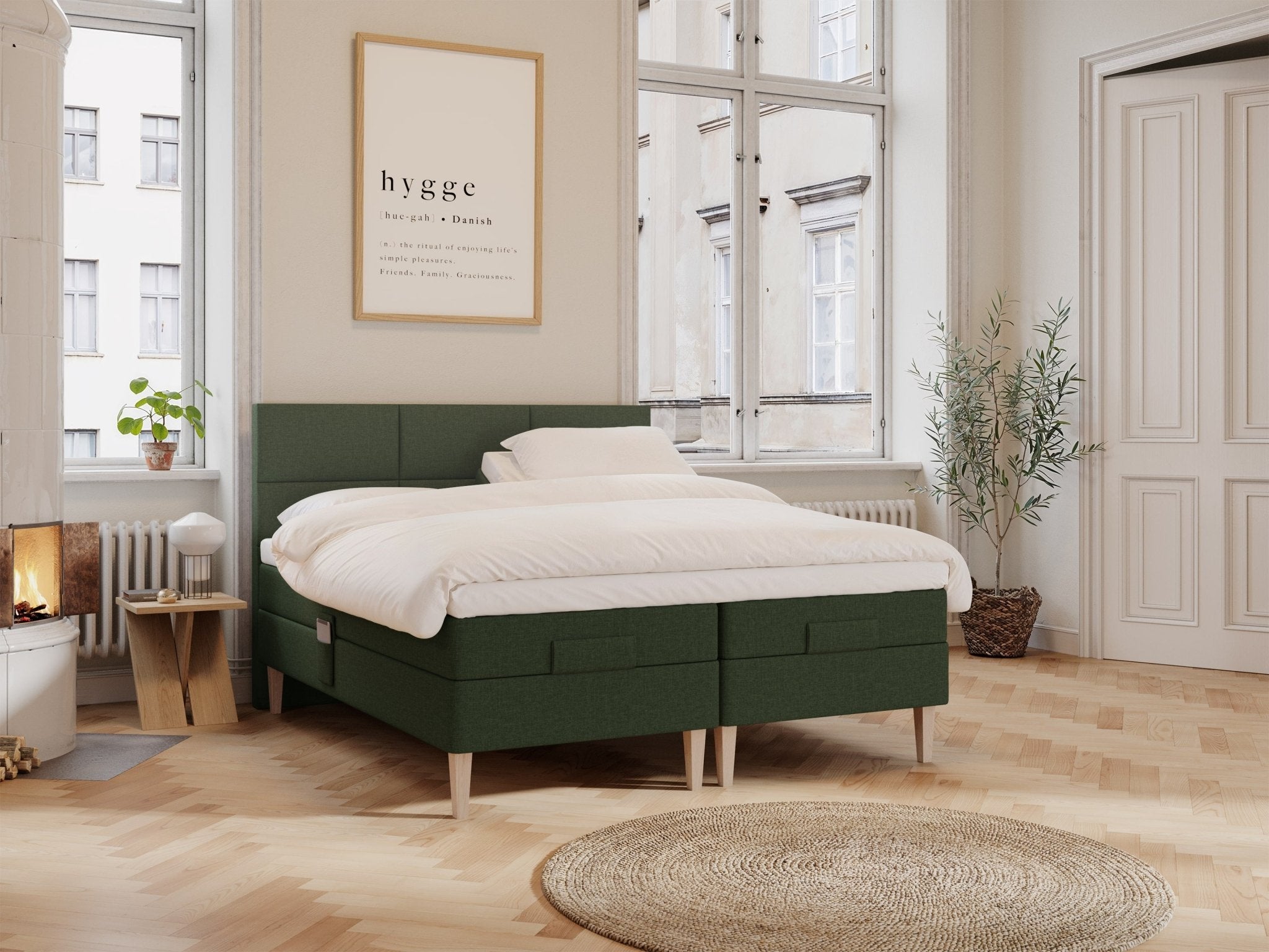 Ragna Fjord 160x200 Mørkegrøn Nordic Dream tilbyr senger med skandinavisk design og materialer av høy kvalitet. Opplev perfekt komfort for en god natts søvn. Bestill din i dag!