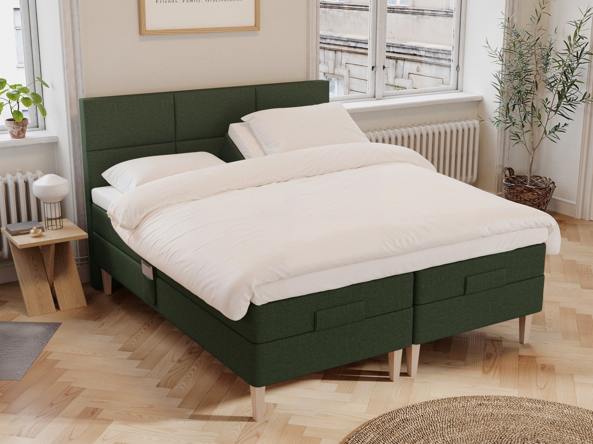 Ragna Nordlys 180x210 Mørkegrøn Nordic Dream tilbyr senger med skandinavisk design og materialer av høy kvalitet. Opplev perfekt komfort for en god natts søvn. Bestill din i dag!