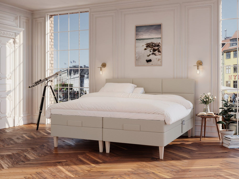 Ragna Nordlys 210x210 Sand Nordic Dream tilbyr senger med skandinavisk design og materialer av høy kvalitet. Opplev perfekt komfort for en god natts søvn. Bestill din i dag!