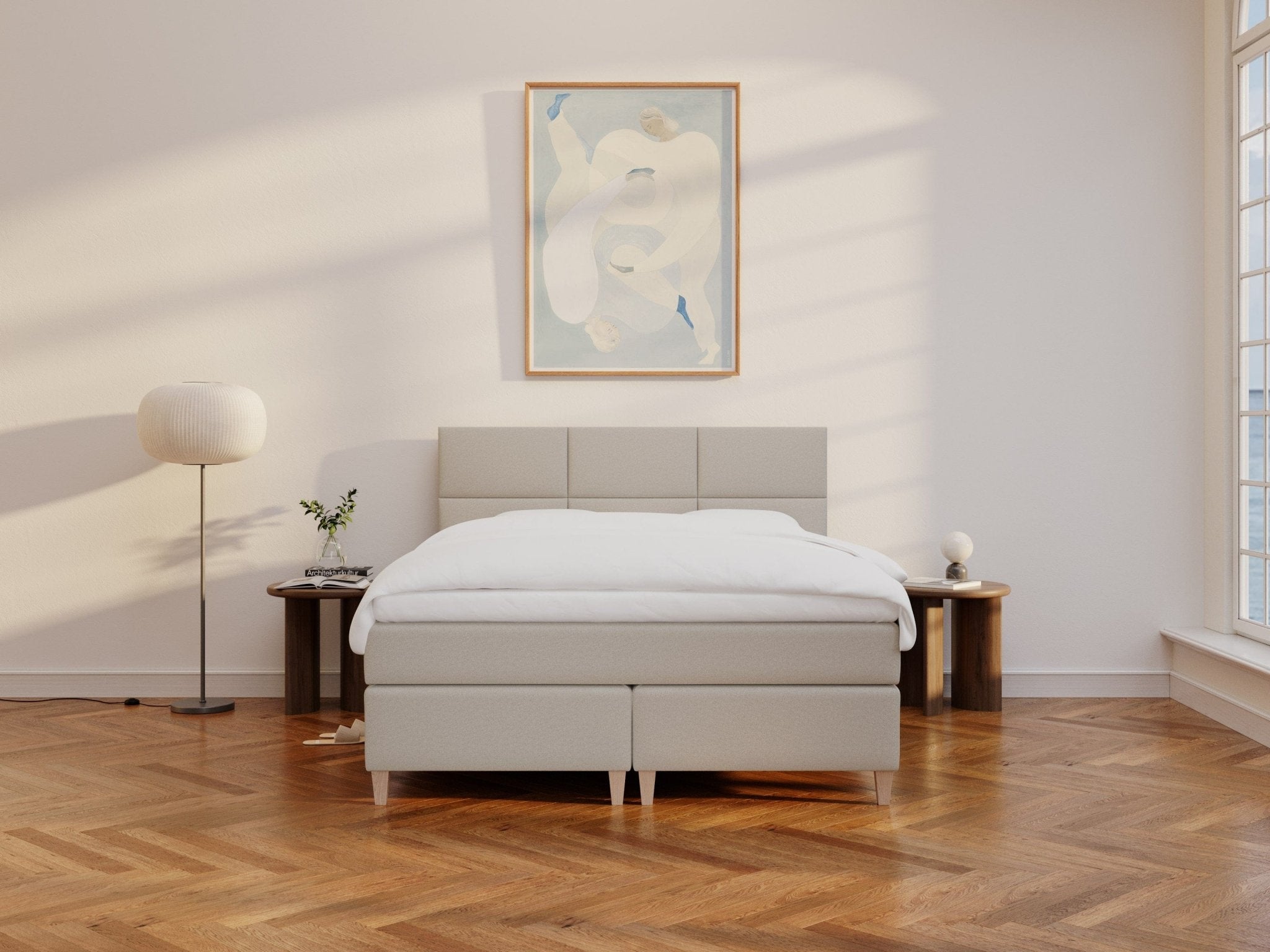 Snefrid Älv 180x210 Sand Nordic Dream tilbyr senger med skandinavisk design og materialer av høy kvalitet. Opplev perfekt komfort for en god natts søvn. Bestill din i dag!