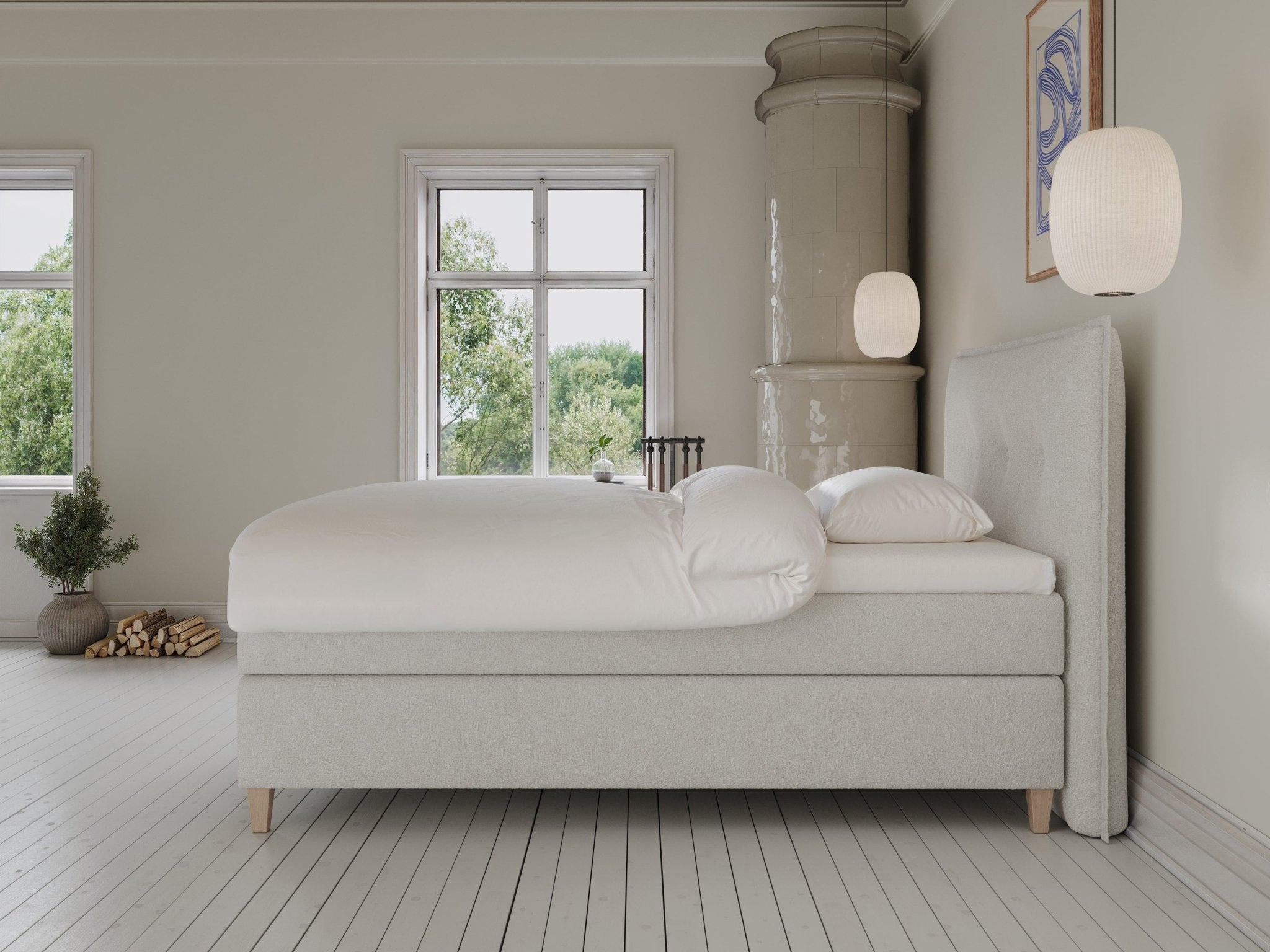 Snefrid Fjord 140x200 Bouclé cream Nordic Dream tilbyr senger med skandinavisk design og materialer av høy kvalitet. Opplev perfekt komfort for en god natts søvn. Bestill din i dag!