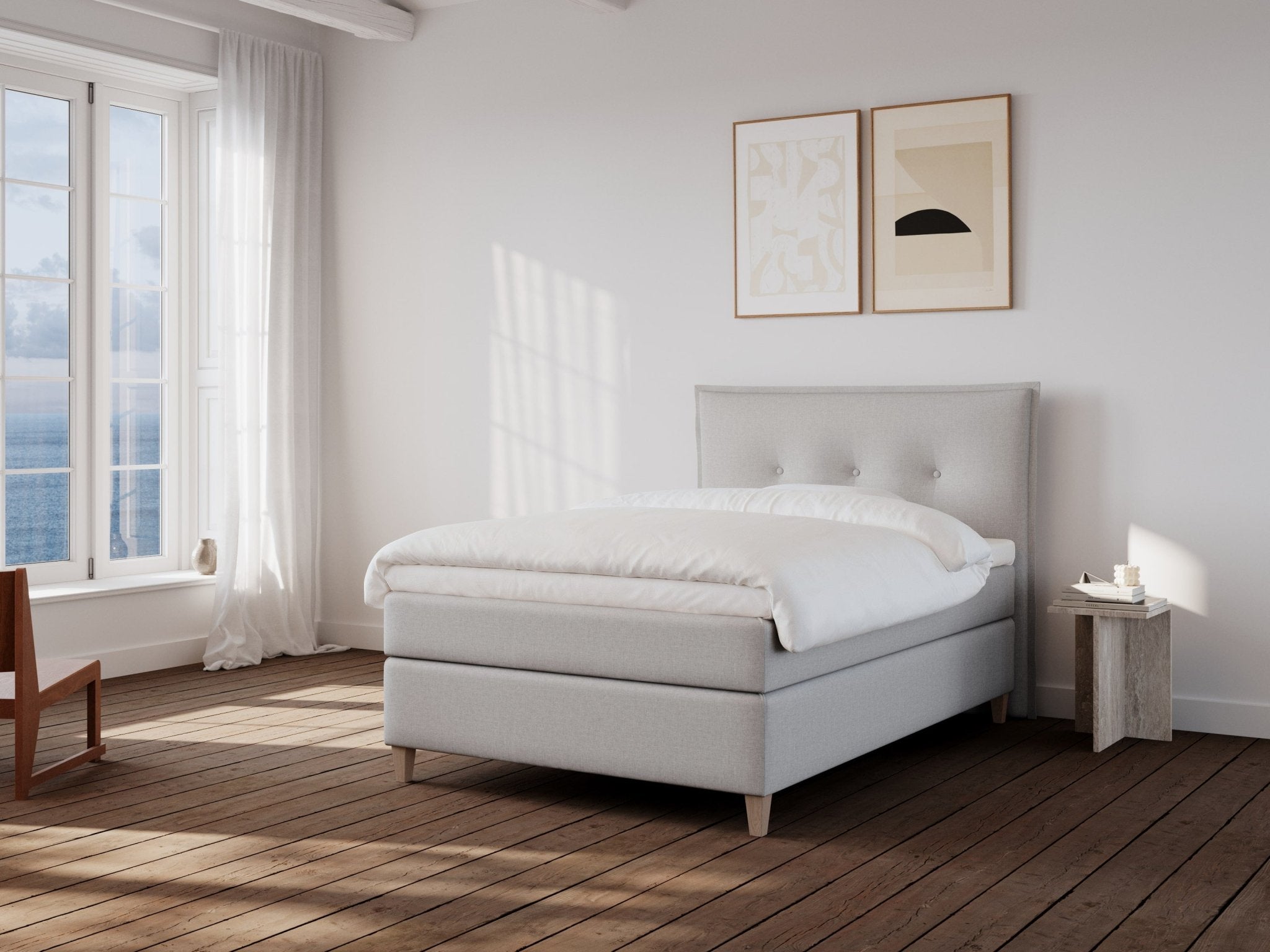 Snefrid Nordlys 140x210 Lysegrå Nordic Dream tilbyr senger med skandinavisk design og materialer av høy kvalitet. Opplev perfekt komfort for en god natts søvn. Bestill din i dag!