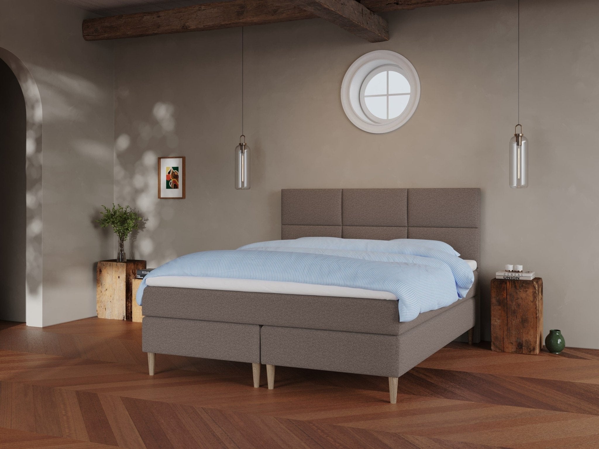 Svanhild Fjord 160x200 Antrasitt Nordic Dream tilbyr senger med skandinavisk design og materialer av høy kvalitet. Opplev perfekt komfort for en god natts søvn. Bestill din i dag!
